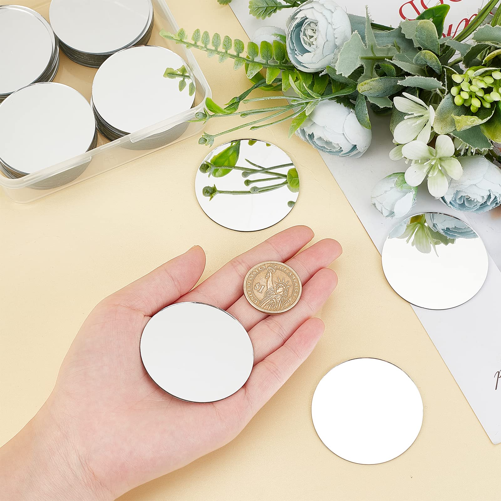 Amazon.co.jp: SUPERFINDINGS 60枚 直径50mm 丸型ガラスミラー